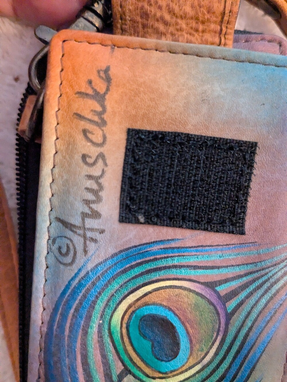 Anuschka Multi-Color Peacock Feather Crossbody Wallet - Women Bags - Picture 4 of 4